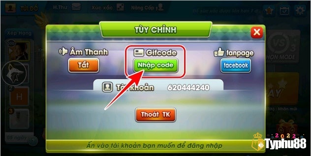 Nhập code Cờ Tỷ Phú Zingplay vừa săn được tại mục Nhập code (Giftcode)