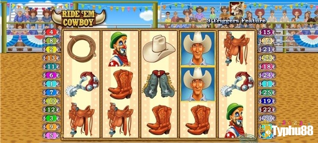 Các cuộn Ride 'em Cowboy được đặt tại vận động rodeo với rất đông khán giả