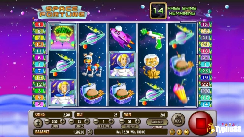 Space Fortune có phần thưởng thắng tối đa 2145 lần số tiền cược