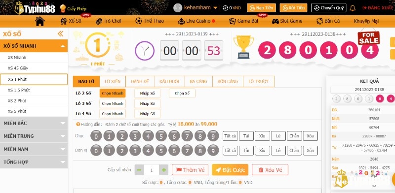 Typhu88: Địa chỉ chơi xổ số 1 phút uy tín cho lô thủ