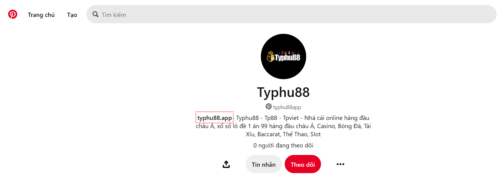 TYPHU88 đã có mặt trên mạng xã hội hình ảnh Pinterest