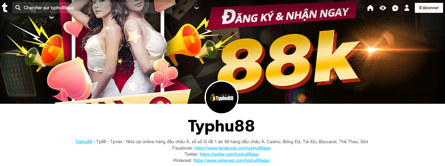 Nền tảng tumblr có trang chính thức của TYPHU88