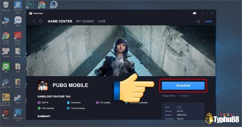 Chọn ô Download để tải PUBG