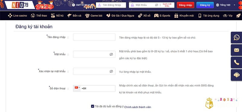 Bạn cần cung cấp các thông tin chính xác để có thể đăng ký NEO79 thành công