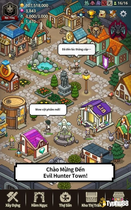 Các công trình trong game Evil Hunter Tycoon đa dạng giúp bạn tăng sức mạnh cho ngôi làng
