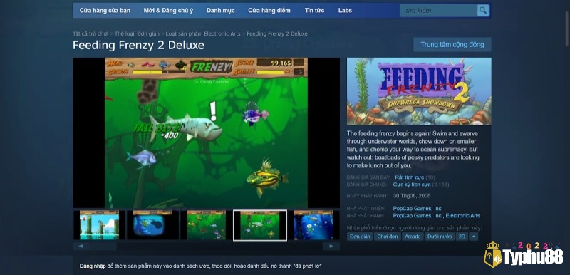 Trang cửa hàng Steam với các game cá lớn nuốt cá bé PC.