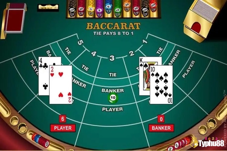 Người chơi Baccarat trực tuyến đặt chip vào ô Tie, xác nhận cược và chờ dealer chia bài; nếu kết quả hòa, họ nhận thưởng theo tỷ lệ quy định