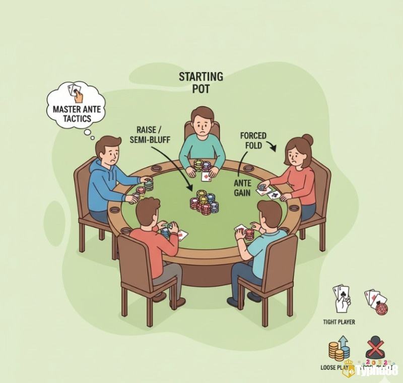Người chơi tận dụng Ante bet để tố bài mạnh, gây áp lực khiến đối thủ bỏ bài