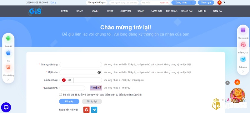 Điền thông tin chính xác khi đăng ký Gi8 giúp xác minh tài khoản nhanh và tránh lỗi phát sinh