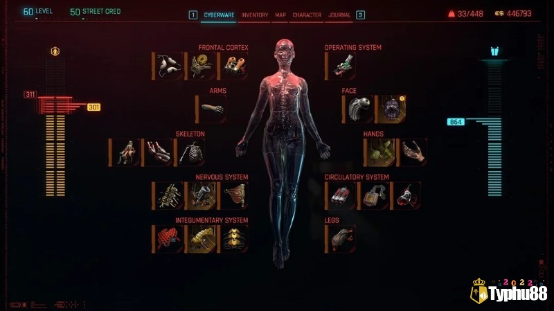 Giao diện nâng kỹ năng và cyberware, nơi người chơi tự định hình “V của mình”