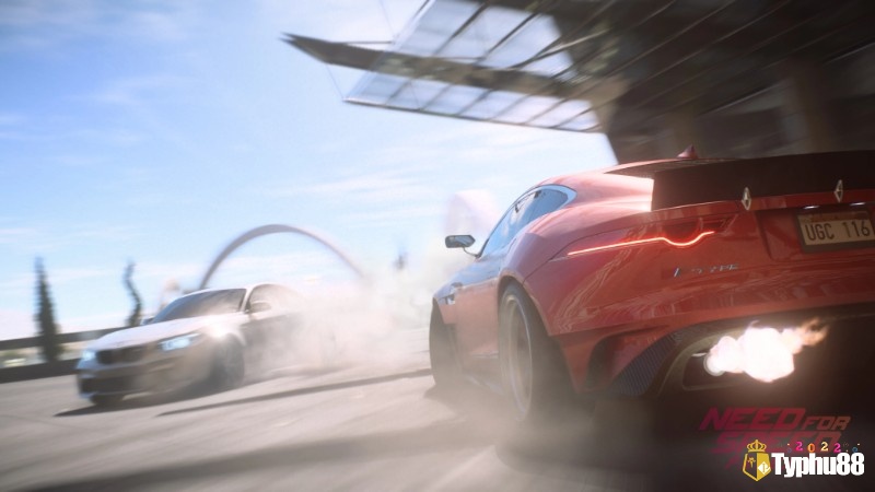 Xe drift cháy lốp trong Game Need for Speed Payback giữa đại lộ đêm