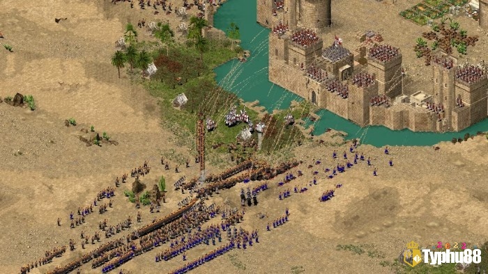 Tháp canh bắn cung bảo vệ cổng thành trong không khí chiến trận