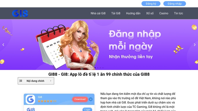 GI8 - Link đăng nhập chính thức mới 2026, uy tín tặng 88K