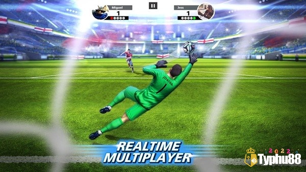 Cảnh sút phạt trong Football Strike với mục tiêu góc sút và thủ môn cản phá