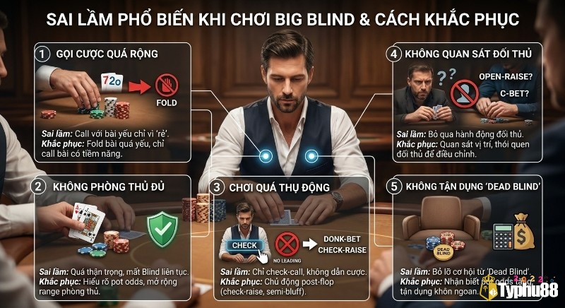Tổng quan chiến lược 5 sai lầm thường gặp khi chơi Big blind poker là gì và cách khắc phục chi tiết để nâng cao hiệu quả
