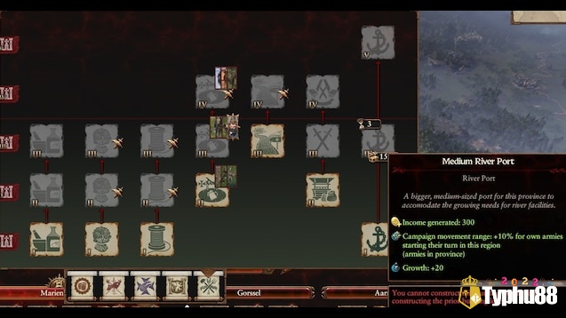 Thành phố với công trình tạo thu nhập và chỉ số kinh tế trong Total War Warhammer III