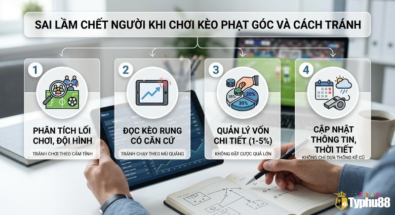 Quy trình 4 bước tránh sai lầm chết người khi chơi kèo&nbsp;corner bet là gì&nbsp;phạt góc: phân tích đội, đọc kèo live, quản lý vốn 1-5%, cập nhật thông tin