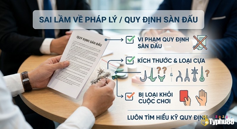 Hướng dẫn tránh sai lầm pháp lý và quy định sàn đấu về cựa, chi tiết các vi phạm kích thước, loại cựa có thể bị loại