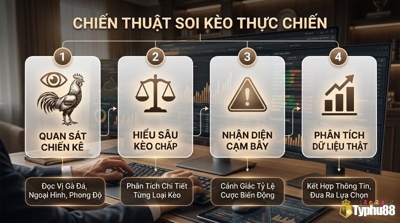 Chiến thuật soi các loại kèo đá gà, phân tích sâu chiến kê, kèo chấp, cạm bẫy tỷ lệ cược, và dữ liệu trên màn hình máy tính