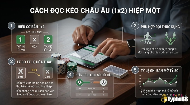 Cách đọc kèo Châu Âu 1x2 hiệp một: Thắng, Hòa, Thua, tỷ lệ hòa thấp, đội thực dụng, phân tích lịch sử đối đầu, tỷ lệ ghi bàn mở tỷ số trên tablet