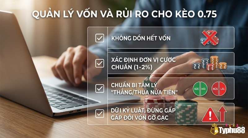 Quản lý vốn và rủi ro kèo nửa một bóng đá: không dồn hết vốn, xác định đơn vị cược 1-2%, chuẩn bị tâm lý thắng/thua nửa tiền, giữ kỷ luật