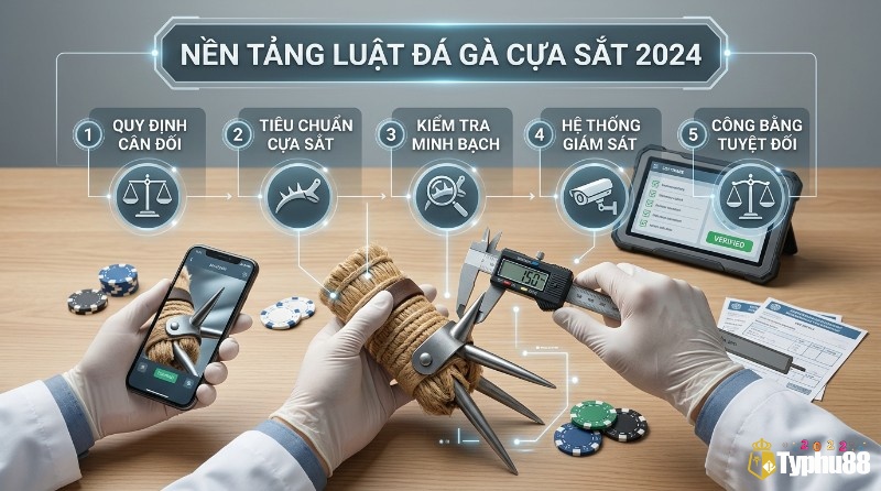 Nền tảng luật đá gà cựa sắt 2026: kiểm tra cựa sắt 1.50mm bằng thước kẹp, điện thoại, máy tính bảng xác minh, đảm bảo công bằng tuyệt đối