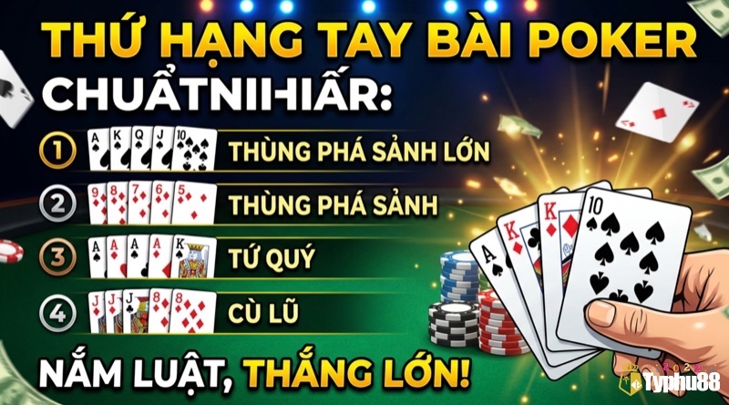 Thứ hạng tay bài poker là gì? Bảng xếp hạng chi tiết từ A đến Z