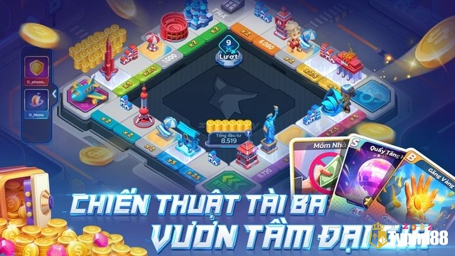 Cờ Tỷ Phú ZingPlay có nhân vật chibi và địa danh Việt Nam